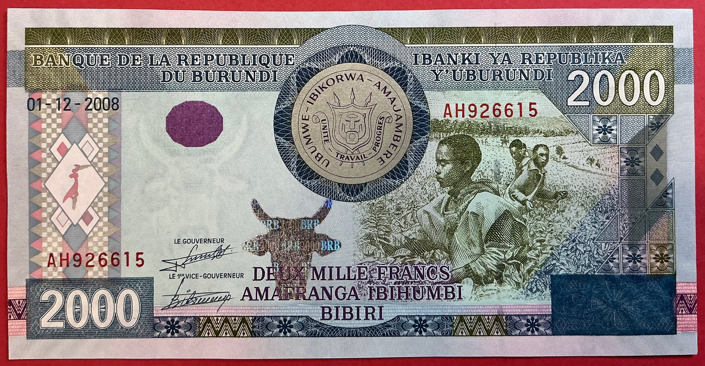 Burundi - 2000 Francs 1.12.2008 P#47 Kvalitet 0