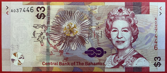 Bahamas - 3 Dollars 2019 P#W78 Kvalitet 0