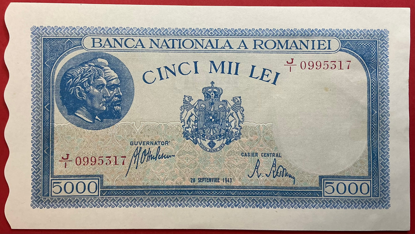 Romania - 5000 Lei 28.9.1943 P#55 Kvalitet 01