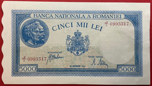Romania - 5000 Lei 28.9.1943 P#55 Kvalitet 01