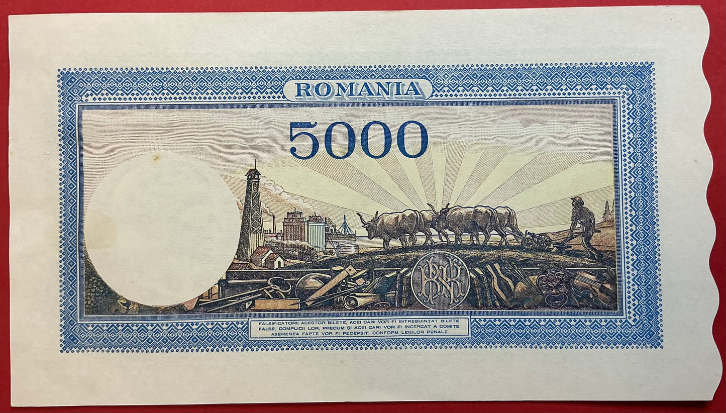 Romania - 5000 Lei 28.9.1943 P#55 Kvalitet 01