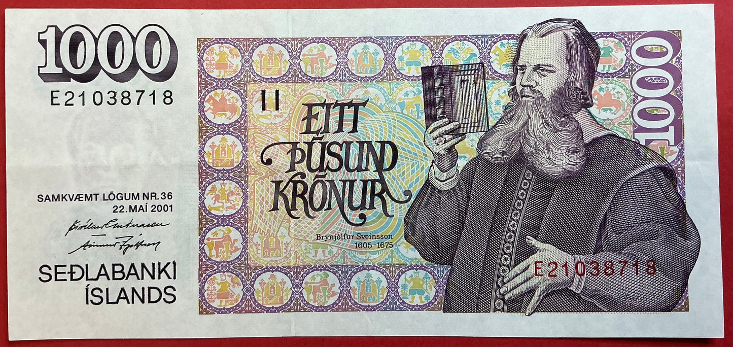Iceland - 1000 Krónur 22.5.2001 P#59A Kvalitet 1+/01