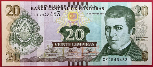 Honduras - 20 Lempiras 2019 P#100 Kvalitet 0
