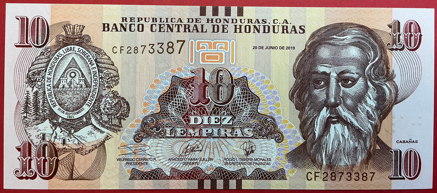 Honduras - 10 Lempiras 2019 P#99 Kvalitet 0