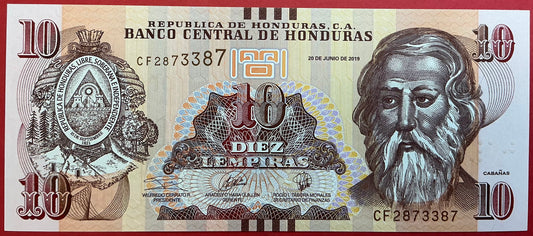 Honduras - 10 Lempiras 2019 P#99 Kvalitet 0