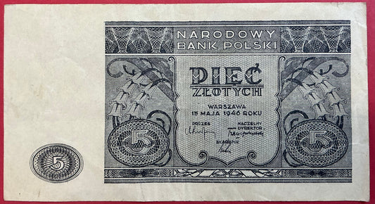 Poland - 5 Zlotych 15.5.1946 P#125 Kvalitet 1/1+