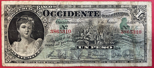 Guatemala - 1 Peso 9.6.1920 P#S175b Kvalitet 1-