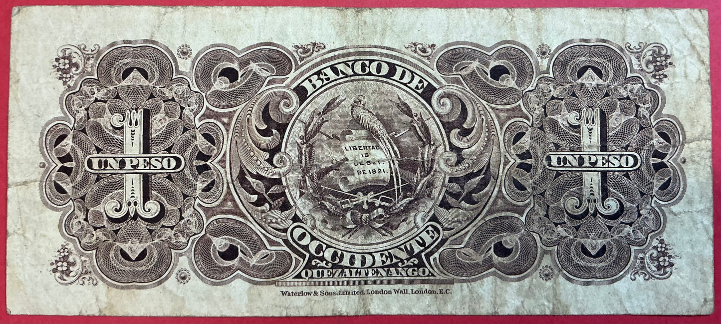 Guatemala - 1 Peso 9.6.1920 P#S175b Kvalitet 1-
