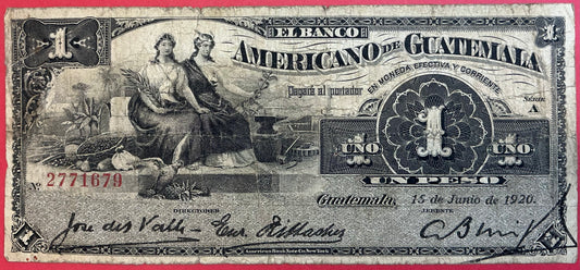 Guatemala - 1 Peso 15.6.1920 P#S111b Kvalitet 1-