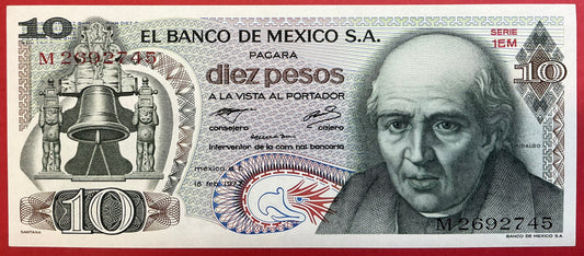 Mexico - 10 Pesos 18.2.1977 P#63i Kvalitet 0