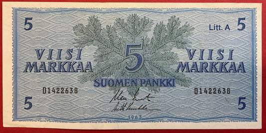 Finland - 5 Markkaa 1963 P#103a Kvalitet 1+