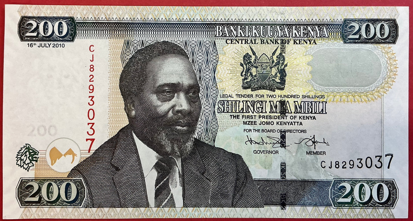 Kenya - 200 Shillings 16.7.2010 P#49e Kvalitet 01
