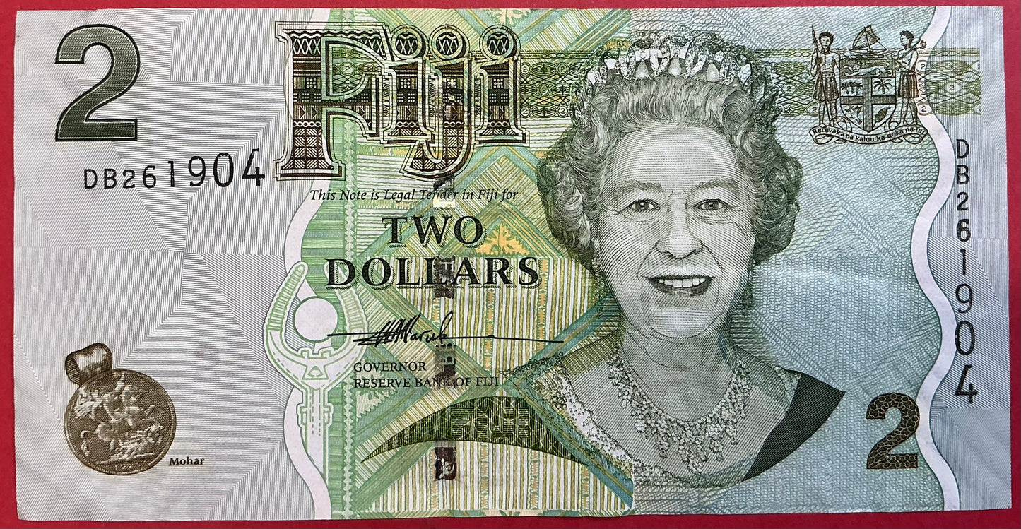Fiji - 2 Dollars (2007) P#109a Kvalitet 1/1+