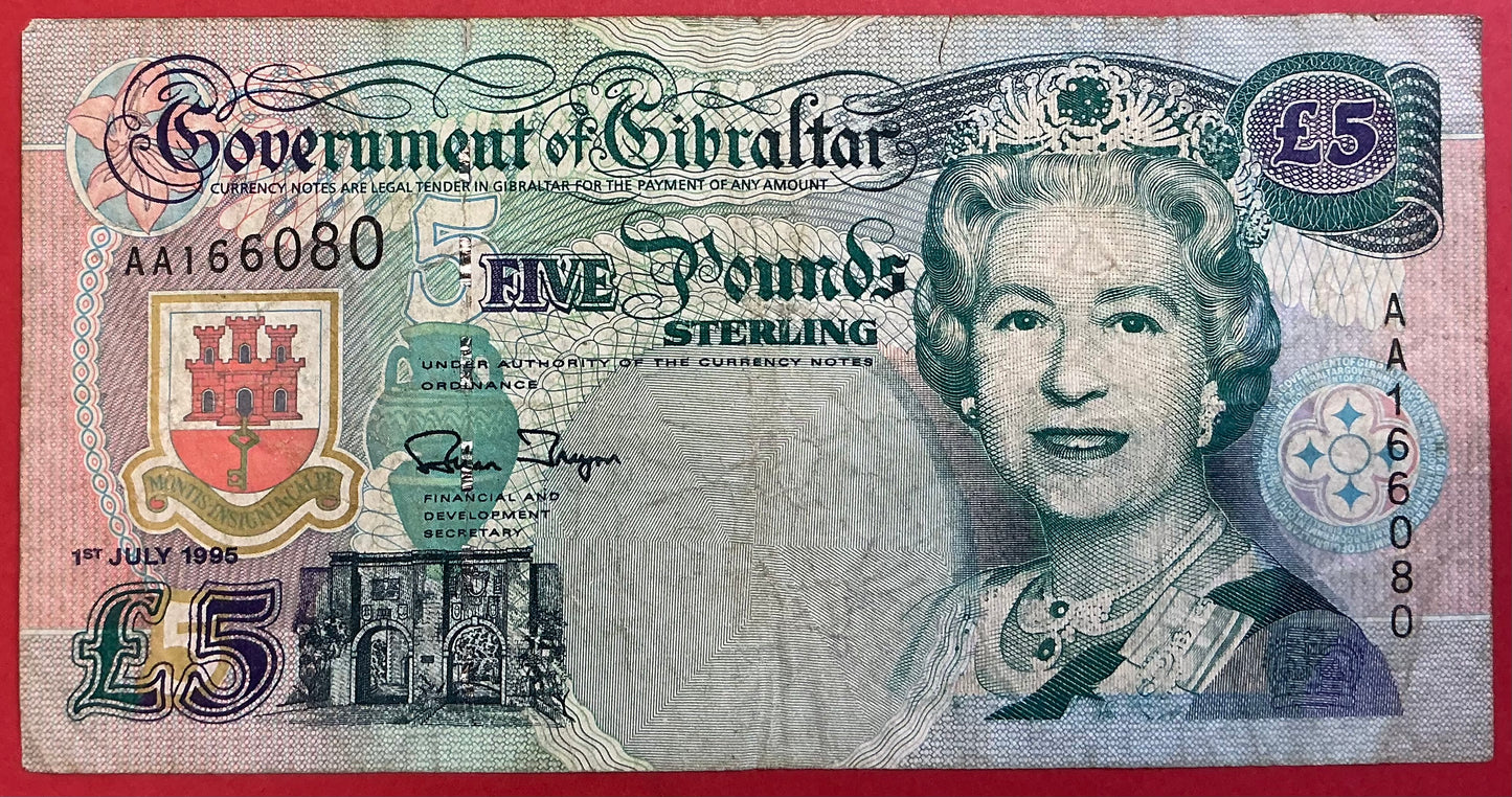 Gibraltar - 5 Pounds 1.7.1995 P#25a Kvalitet 1
