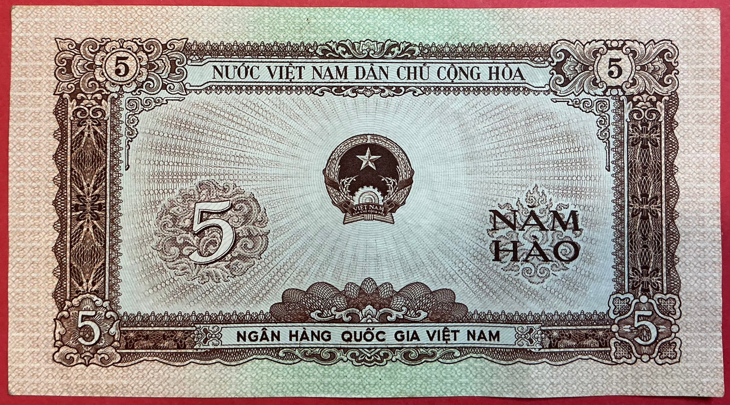 Vietnam - 5 Hao 1958 P#70a Kvalitet 1+