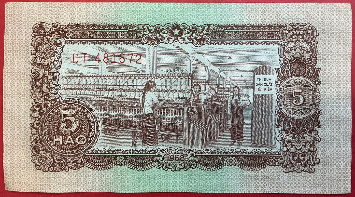 Vietnam - 5 Hao 1958 P#70a Kvalitet 1+