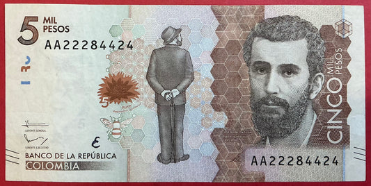 Colombia - 5000 Pesos 19.8.2015 P#459a Kvalitet 1+