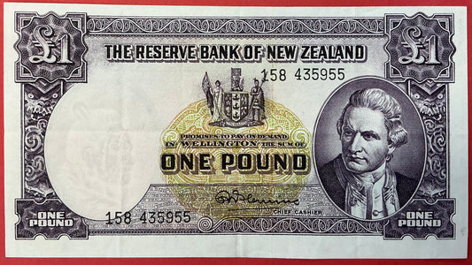 New Zealand - 1 Pound (1960-67) P#159d Kvalitet 1+