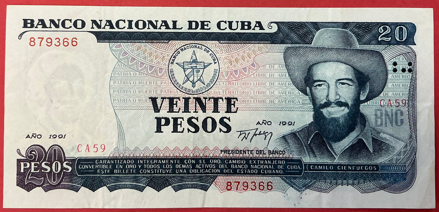 Cuba - 20 Peso 1991 P#110a Kvalitet 1+