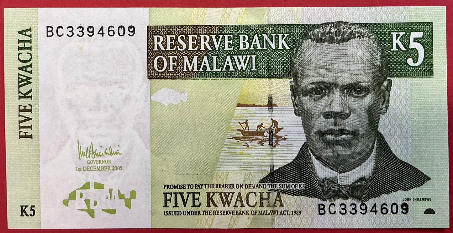 Malawi - 5 Kwacha 1.12.2005 P#36c Kvalitet 0