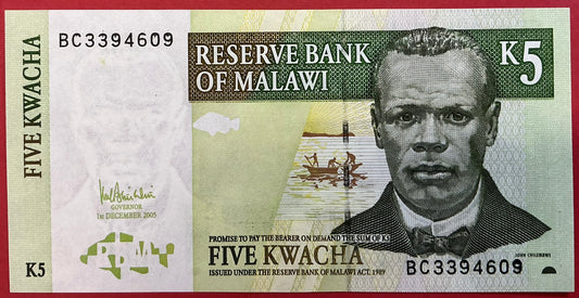 Malawi - 5 Kwacha 1.12.2005 P#36c Kvalitet 0