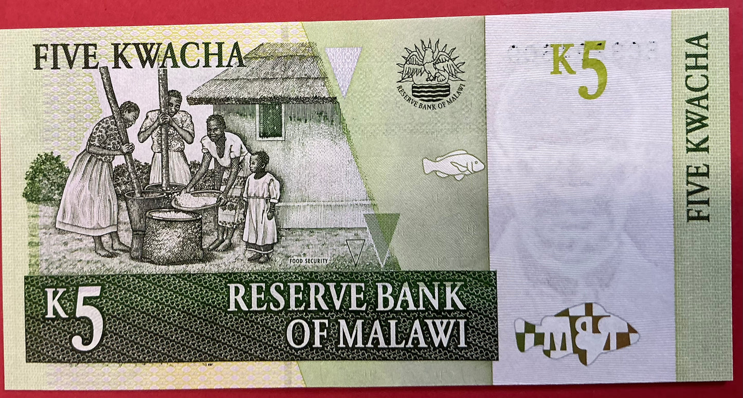 Malawi - 5 Kwacha 1.12.2005 P#36c Kvalitet 0