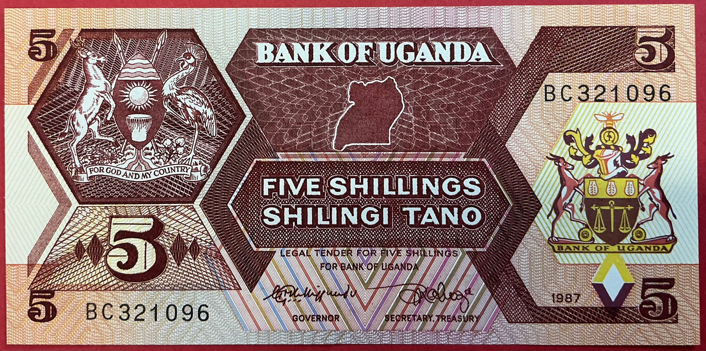 Uganda - 5 Shillings 1987 P#27 Kvalitet 0