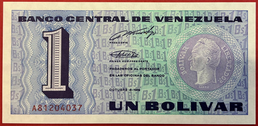 Venezuela - 1 Bolivar 5.10.1989 P#68 Kvalitet 0
