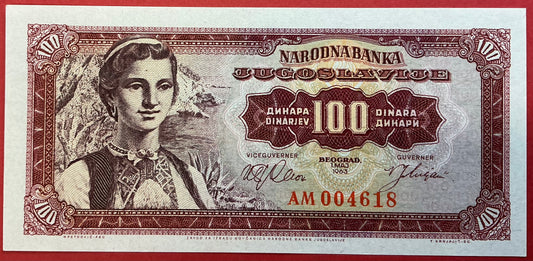 Yugoslavia - 100 Dinara 1.5.1963 P#73a Kvalitet 0