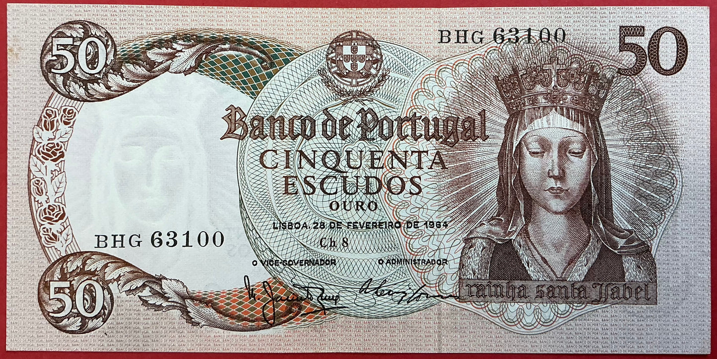 Portugal - 50 Escudos 28.2.1964 P#168 Kvalitet 0