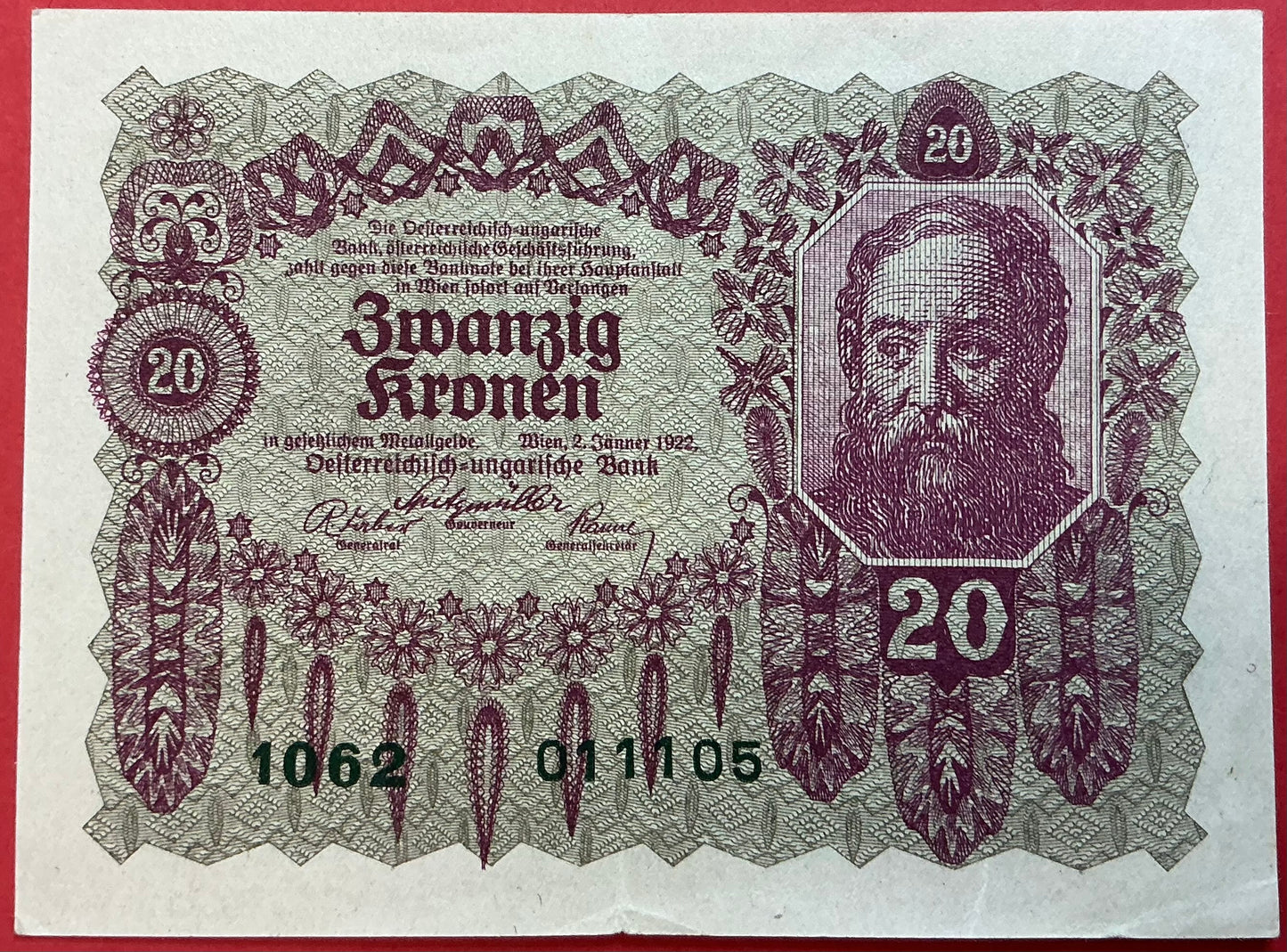 Austria - 20 Kronen 2.1.1922 P#76 Kvalitet 1+