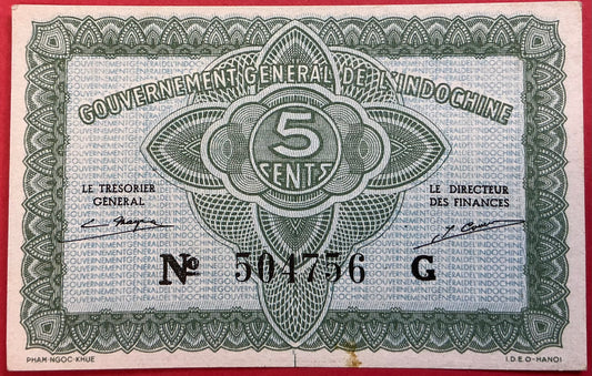 France Indo-China - 5 Cent 1942 P#88a Kvalitet 01