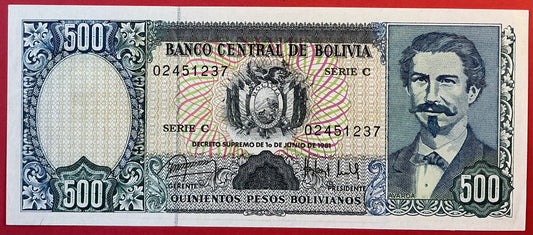 Bolivia - 500 Pesos Bolivianos 1.6.1981 P#166a Kvalitet 0