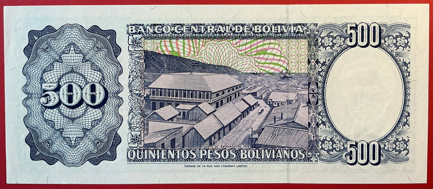 Bolivia - 500 Pesos Bolivianos 1.6.1981 P#166a Kvalitet 0