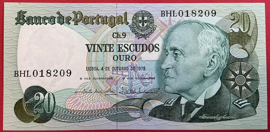 Portugal - 20 Escudos 4.10.1978 P#176b Kvalitet 01/0