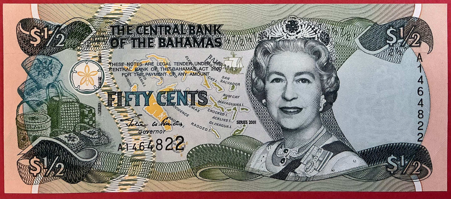 Bahamas - 1/2 Dollar 2001 P#68a Kvalitet 0