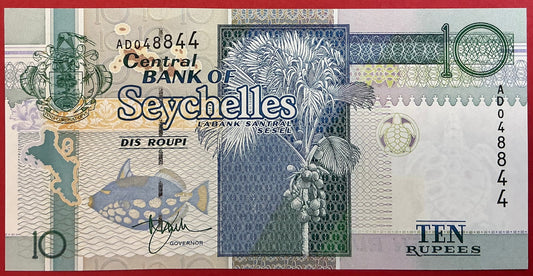 Seychelles - 10 Rupees (1998-2008) P#36a Kvalitet 0