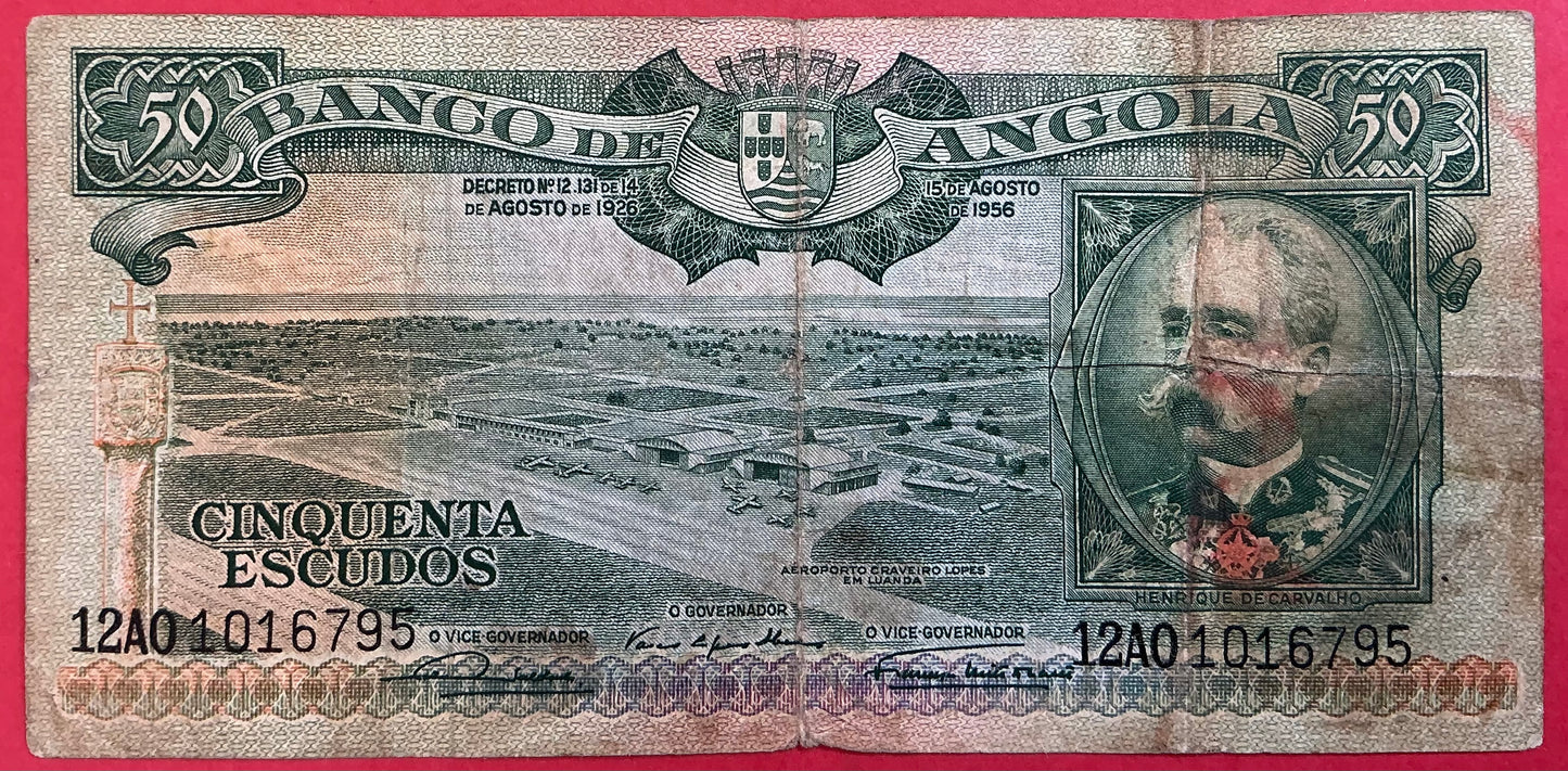 Angola - 50 Escudos 18.8.1956 P#88a Kvalitet 1-