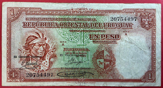 Uruguay - 1 Peso 14.8.1935 P#28c Kvalitet 1