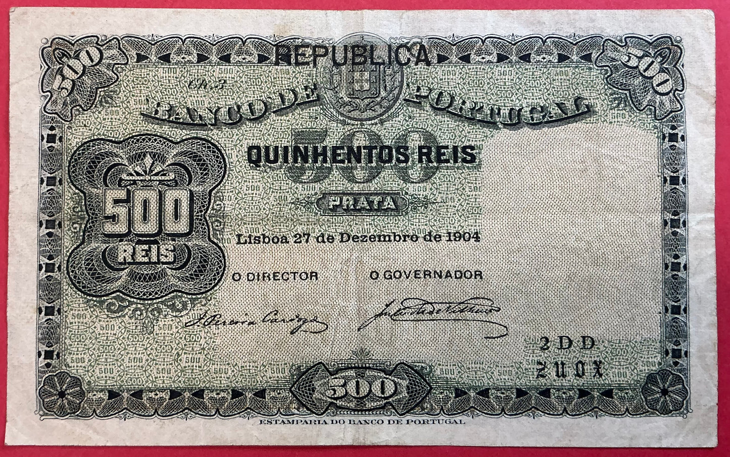 Portugal - 500 Reis 27.12.1904 P#105a Kvalitet 1