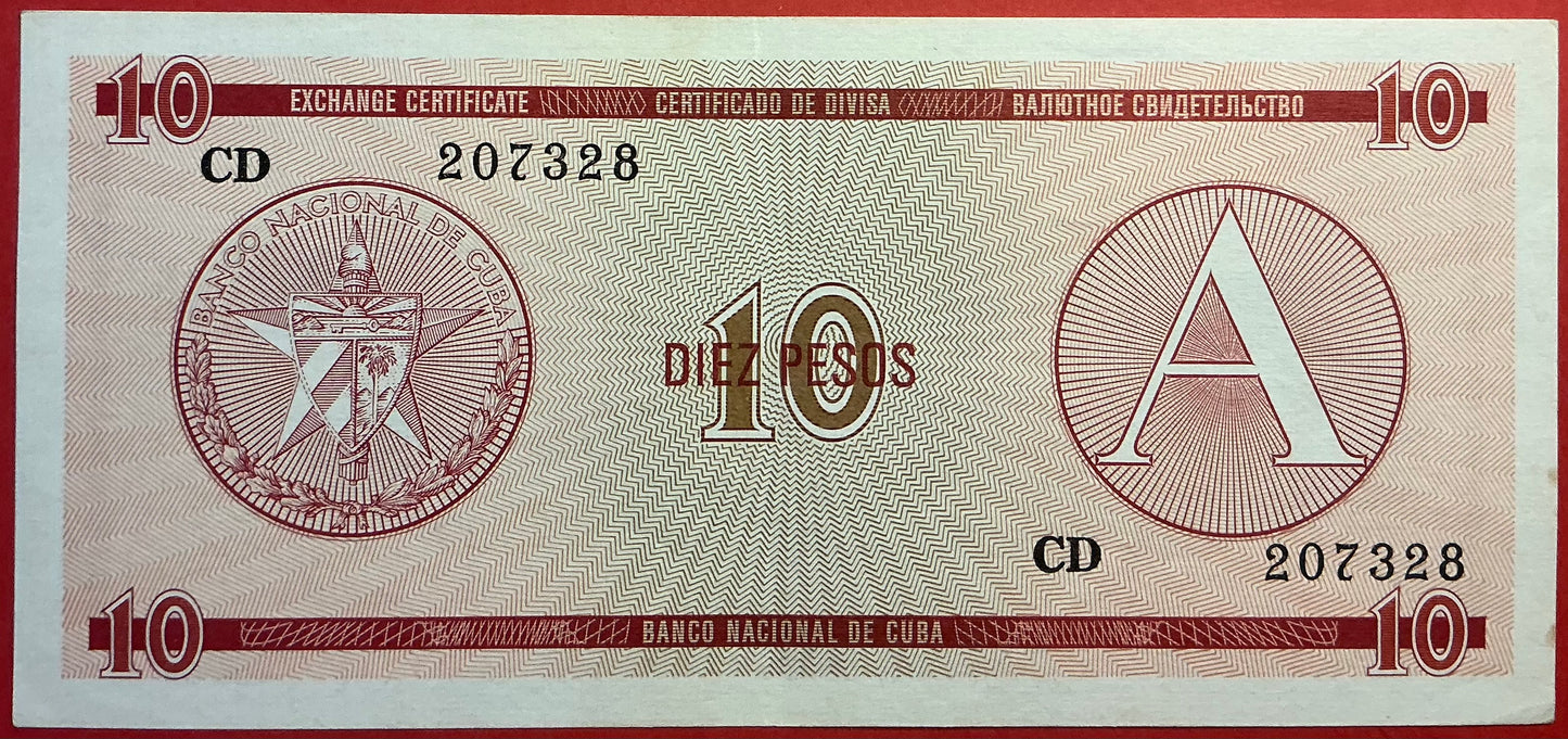 Cuba - 10 Peso *Foreign Exchange Certificates* P#FX4 Kvalitet 01