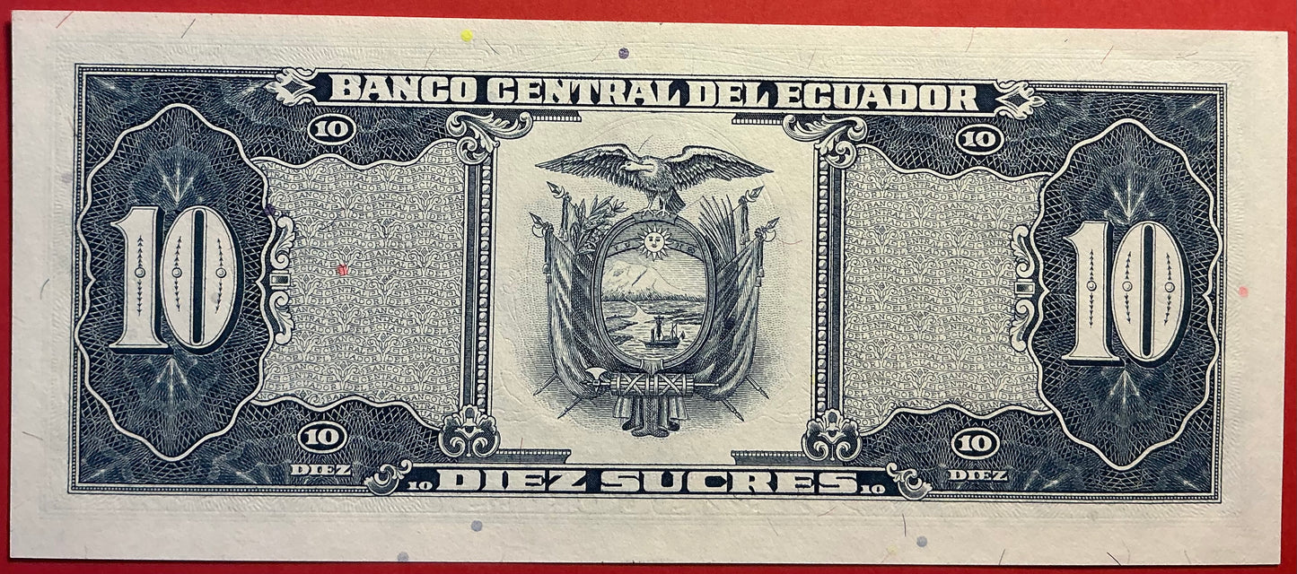 Ecuador - 10 Sucres 22.11.1988 P#121 Kvalitet 0