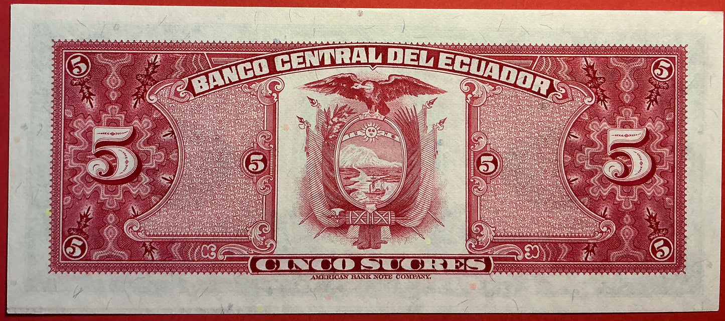 Ecuador - 5 Sucres 20.4.1983 P#108b Kvalitet 0