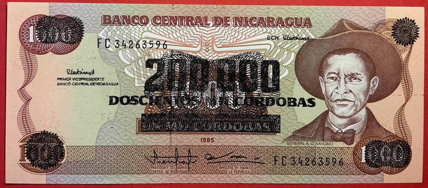 Nicaragua -200.000 Córdobas on 1000 Córdobas (1990) P#162 Kvalitet 0