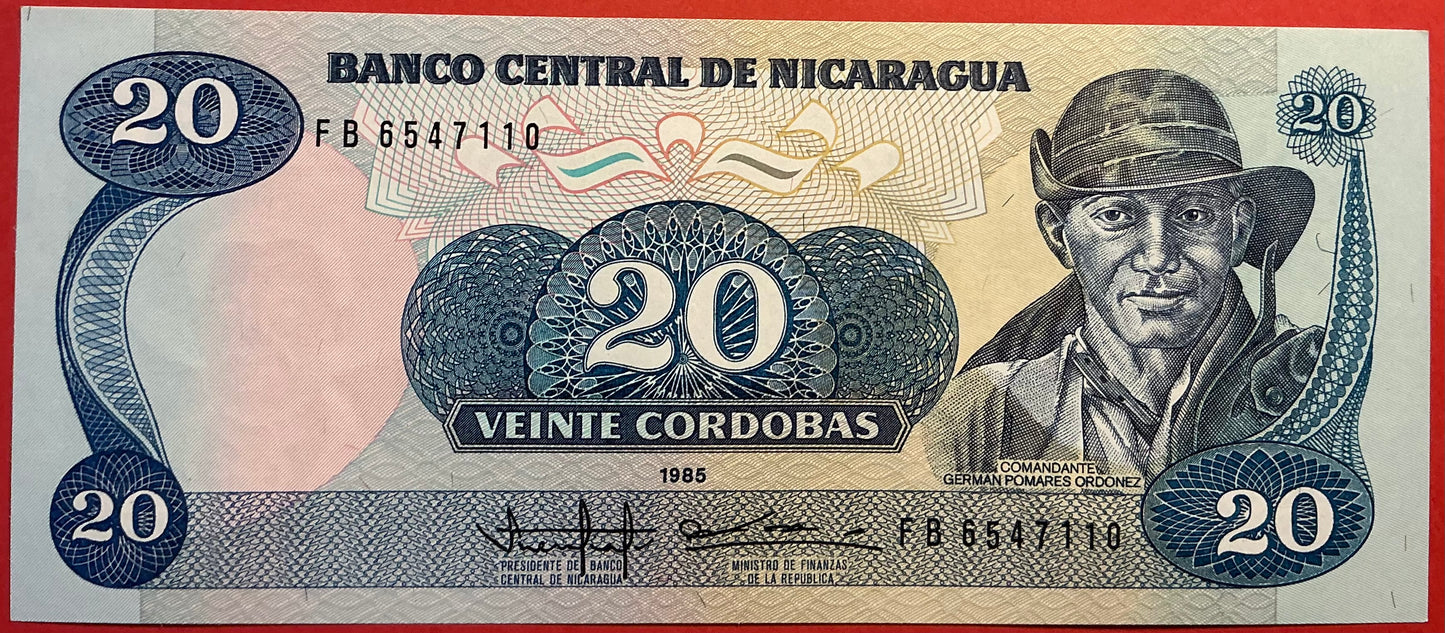 Nicaragua -20 Córdobas 1985 P#152a Kvalitet 0