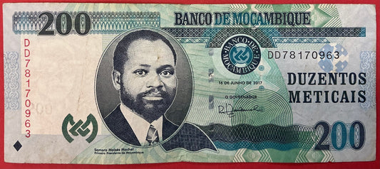 Mozambique - 200 Meticais 16.6.2017 P#152b Kvalitet 1