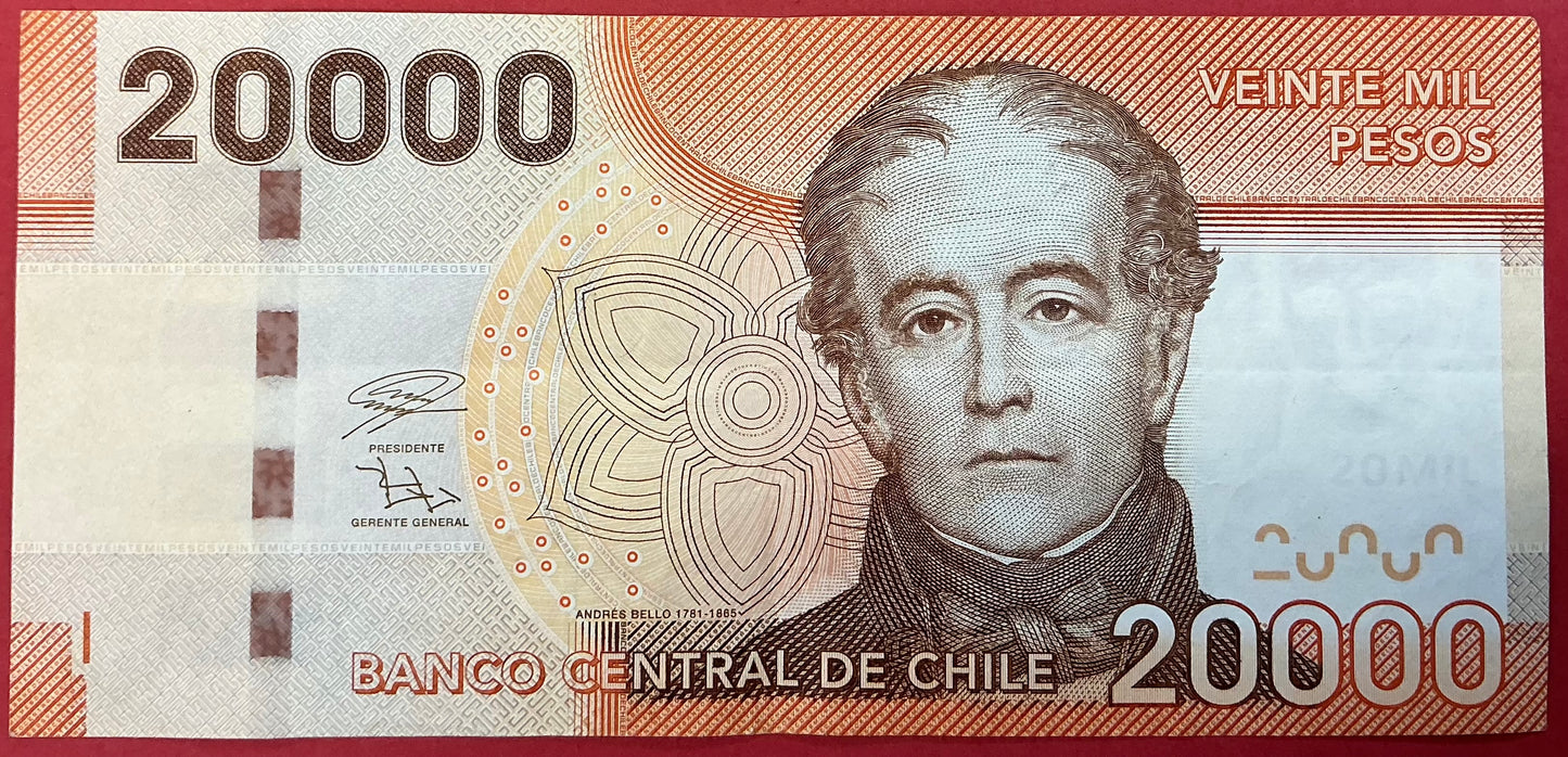 Chile - 20.000 Pesos 2020 P#165 Kvalitet 1+