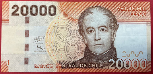 Chile - 20.000 Pesos 2020 P#165 Kvalitet 1+