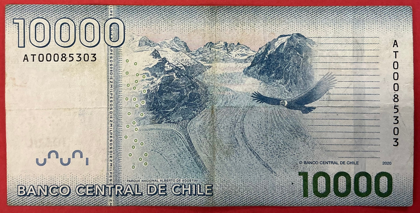 Chile - 10.000 Pesos 2020 P#164 Kvalitet 1/1+