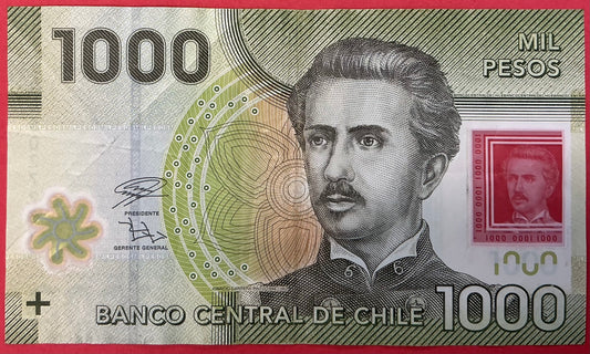 Chile - 1000 Pesos 2018 P#161h Kvalitet 1+